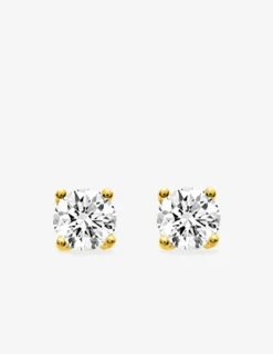 Boucles d'oreilles clous plaqué or et oxyde de zirconium serti griffes 6 mm SO OR