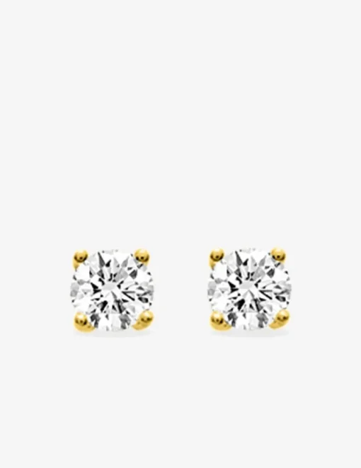 Boucles d'oreilles clous plaqué or et oxyde de zirconium serti griffes 6 mm SO OR