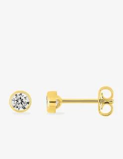 Boucles d'oreilles clous plaqué or et oxyde de zirconium serti clos 3 mm SO OR