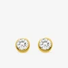 Boucles d'oreilles clous plaqué or et oxyde de zirconium serti clos 4 mm SO OR