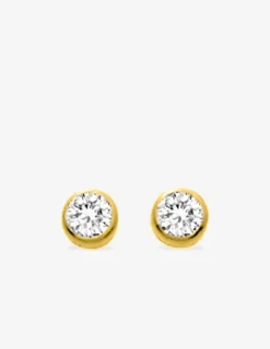 Boucles d'oreilles clous plaqué or et oxyde de zirconium serti clos 4 mm SO OR