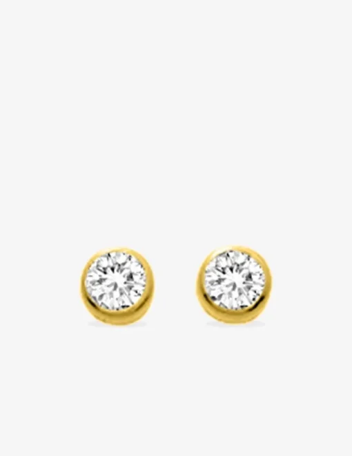 Boucles d'oreilles clous plaqué or et oxyde de zirconium serti clos 4 mm SO OR
