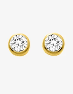 Boucles d'oreilles clous plaqué or et oxyde de zirconium serti clos 4 mm SO OR