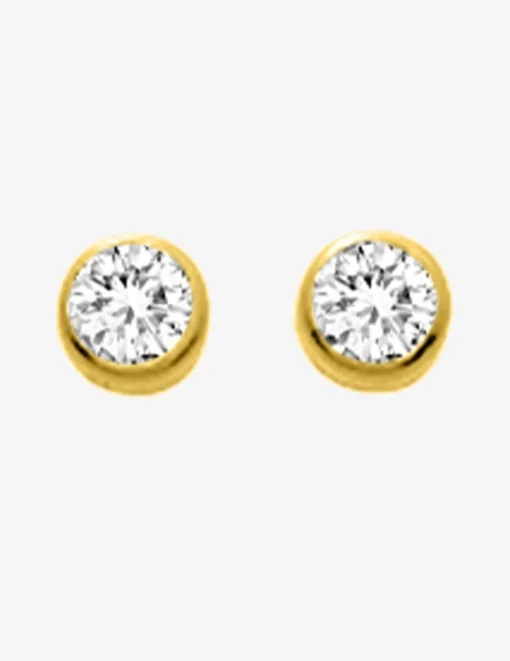 Boucles d'oreilles clous plaqué or et oxyde de zirconium serti clos 4 mm SO OR