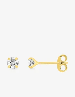 Boucles d'oreilles clous plaqué or et oxyde de zirconium 4 mm SO OR
