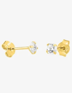 Boucles d'oreilles clous plaqué or et oxyde de zirconium 4 mm SO OR