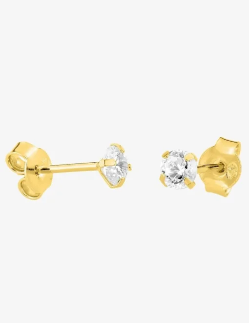 Boucles d'oreilles clous plaqué or et oxyde de zirconium 4 mm SO OR