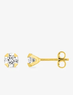 Boucles d'oreilles clous plaqué or et oxyde de zirconium 5 mm SO OR