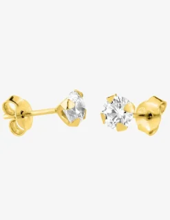 Boucles d'oreilles clous plaqué or et oxyde de zirconium 5 mm SO OR