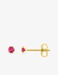 Boucles d'oreilles clous rhodium en plaqué or et oxyde de zirconium rouge SO OR