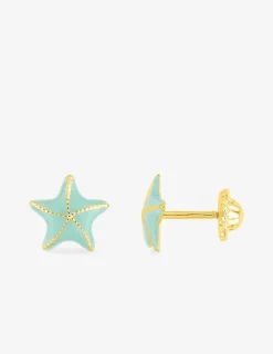 Boucles d'oreilles clous étoile de mer or jaune 375 ‰ SO OR