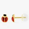 Boucles d'oreilles coccinelles or jaune 375‰ et laque SO OR