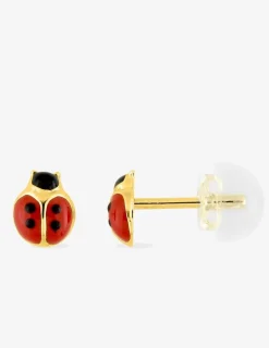 Boucles d'oreilles coccinelles or jaune 375‰ et laque SO OR