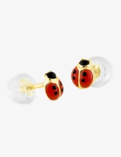 Boucles d'oreilles coccinelles or jaune 375‰ et laque SO OR