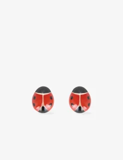 Boucles d'oreilles coccinelle or jaune 375‰ et laque SO OR