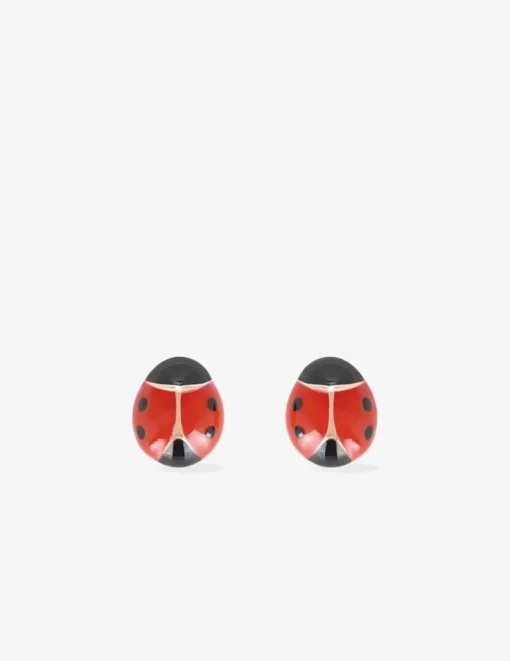 Boucles d'oreilles coccinelle or jaune 375‰ et laque SO OR