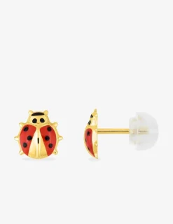 Boucles d'oreilles coccinelles or jaune 375‰ et laque SO OR
