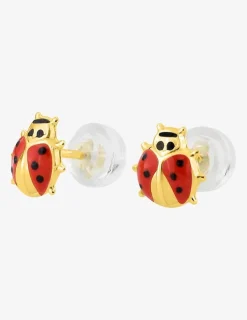 Boucles d'oreilles coccinelles or jaune 375‰ et laque SO OR