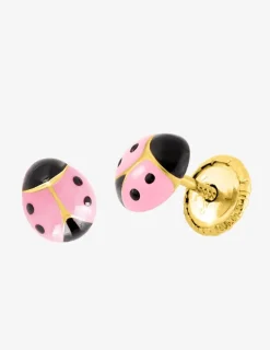 Boucles d'oreilles coccinelle or jaune 375‰ et laque SO OR
