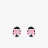 Boucles d'oreilles coccinelles argent 925 ‰ laque rose et noir SO OR