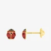 Boucles d'oreilles coccinelles clous or jaune 375 ‰ SO OR