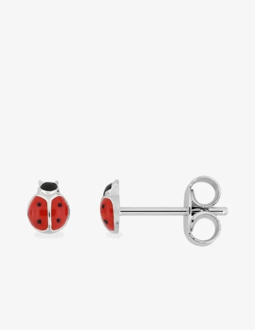 Boucles d'oreilles coccinelles argent 925 ‰ et laque rouge et noir SO OR