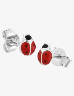 Boucles d'oreilles coccinelles argent 925 ‰ et laque rouge et noir SO OR
