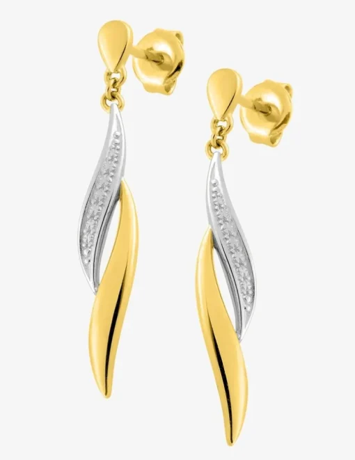 Boucles d'oreilles courbes bicolores plaqué or rhodium SO OR
