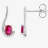 Boucles d'oreilles courbes bicolores pierres roses argent rhodié 925‰ avec oxyde de zirconium SO OR