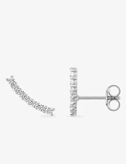 Boucles d'oreilles courbées argent rhodié 925‰ avec oxyde de zirconium SO OR