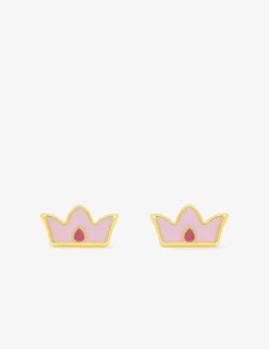 Boucles d'oreilles couronne or jaune 375‰ et laque SO OR