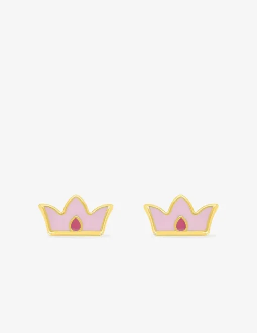 Boucles d'oreilles couronne or jaune 375‰ et laque SO OR