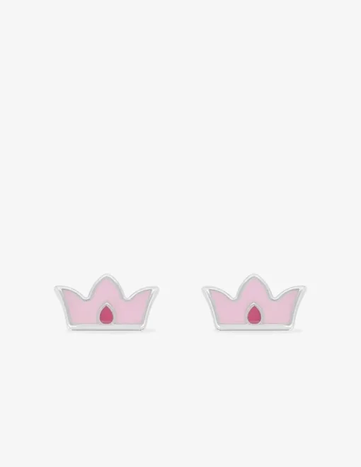 Boucles d'oreilles couronnes argent 925 ‰ laque rose SO OR