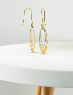 Boucles d'oreilles crochets bicolores or 750 ‰ SO OR