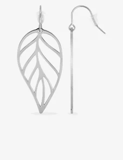 Boucles d'oreilles crochet feuille acier SO OR