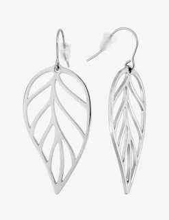 Boucles d'oreilles crochet feuille acier SO OR