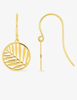 Boucles d'oreilles crochet feuille or jaune 375‰ SO OR