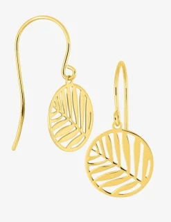 Boucles d'oreilles crochet feuille or jaune 375‰ SO OR