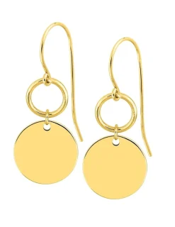 Boucles d'oreilles crochet cercle 6 mm et jeton 11 mm plaqué or SO OR
