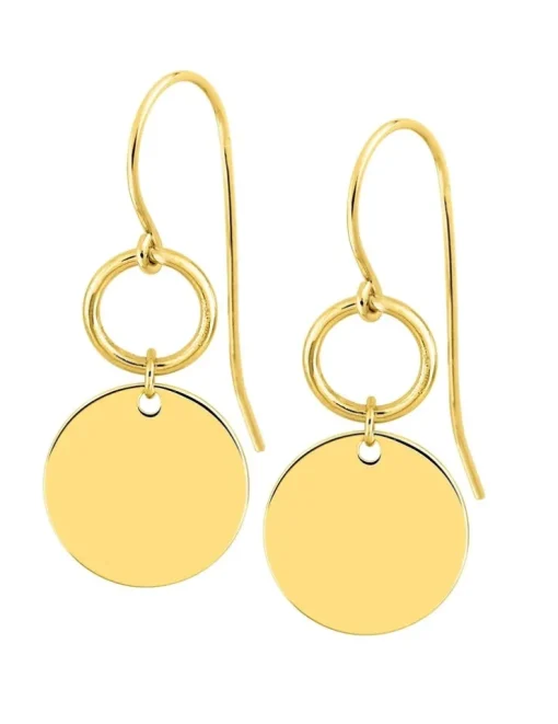 Boucles d'oreilles crochet cercle 6 mm et jeton 11 mm plaqué or SO OR