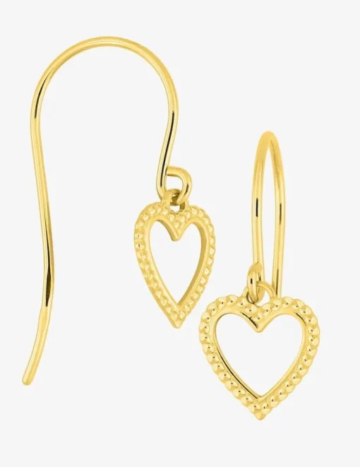 Boucles d'oreilles crochets cœur en or jaune 375‰ SO OR