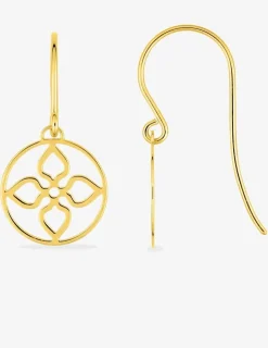 Boucles d'oreilles crochet fleur or jaune 375‰ SO OR