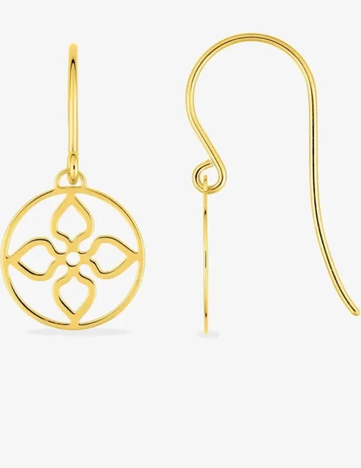 Boucles d'oreilles crochet fleur or jaune 375‰ SO OR