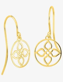 Boucles d'oreilles crochet fleur or jaune 375‰ SO OR