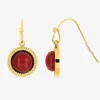 Boucles d'oreilles crochet acier doré et rubis SO OR