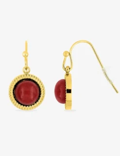 Boucles d'oreilles crochet acier doré et rubis SO OR