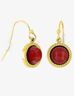 Boucles d'oreilles crochet acier doré et rubis SO OR