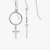 Boucles d'oreilles crochet cercle et croix argent 925‰ rhodié SO OR