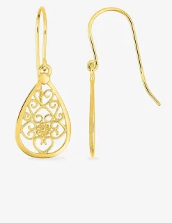 Boucles d'oreilles crochet goutte filigrane plaqué or SO OR