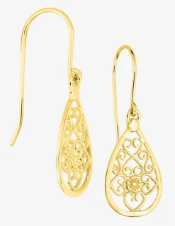 Boucles d'oreilles crochet goutte filigrane plaqué or SO OR